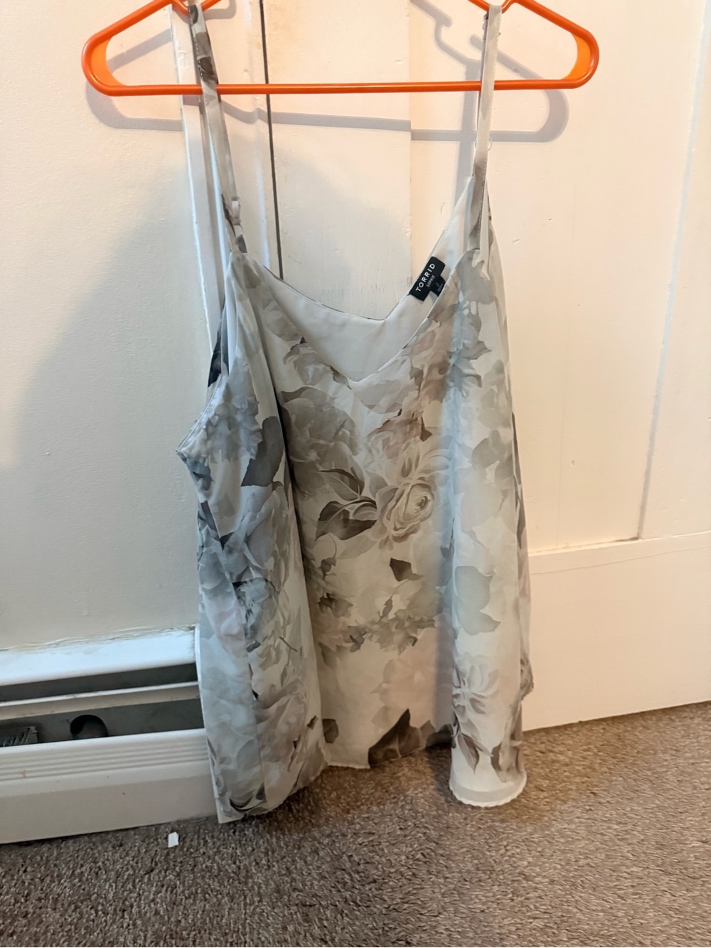 torrid Floral Satin Cami in Soft Gray and Cream